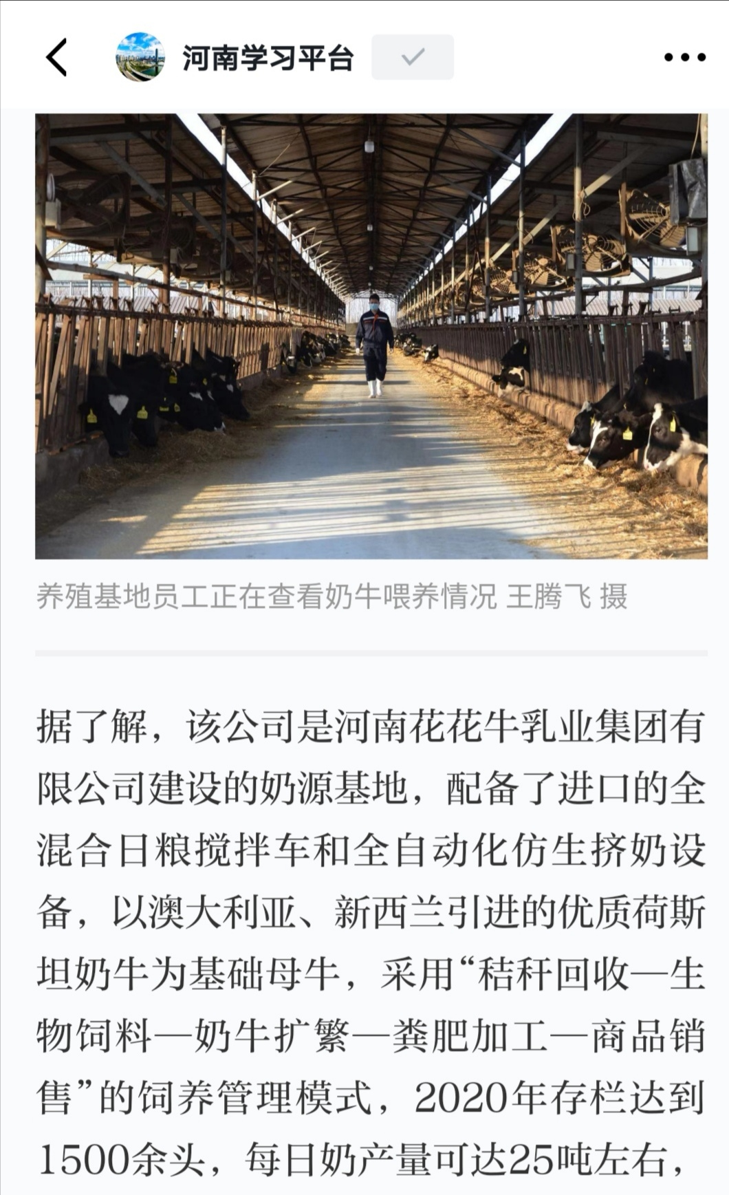 花花牛 | 強(qiáng)！花花牛養(yǎng)殖合源乳業(yè)奶源基地登上“學(xué)習(xí)強(qiáng)國”平臺啦！